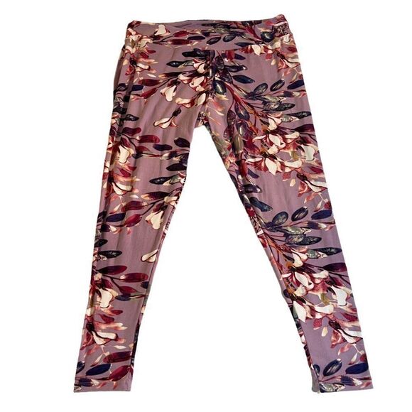 Purple floral soft stretchy leggings L/XL - Picture 5 of 7